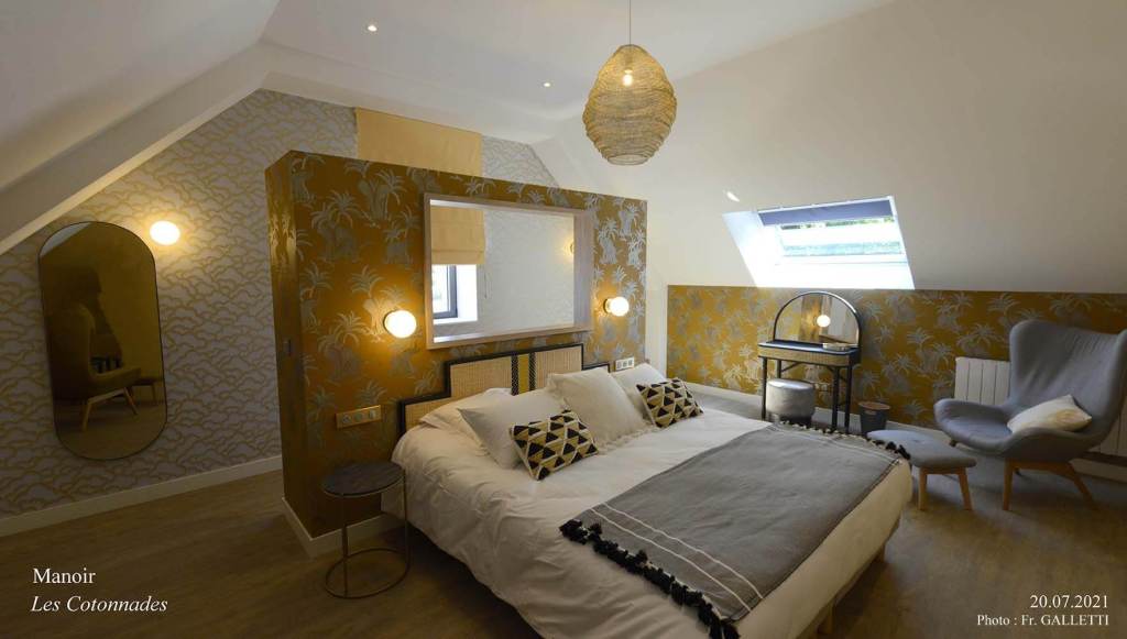 Aménagement intérieur de chambre tête de lit Manoir de Kerletu RCA ronan créac'h