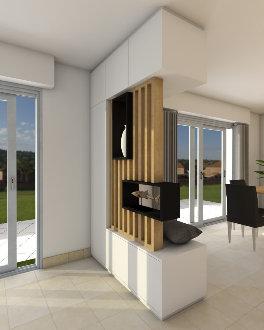 meuble séparation salon cuisine modélisation 3D rca ronan créac'h agencement