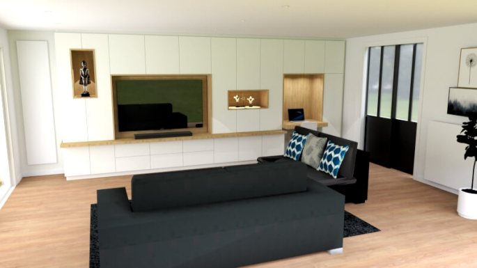 aménagement salon meuble télévision modélisation 3D rca ronan créac'h agencement